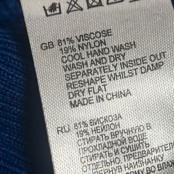 Reiss Bobbina Cobalt Pointelle Knit Long Sleeve Bodycon‎ Sweater Dress Medium - Picture 6 of 9